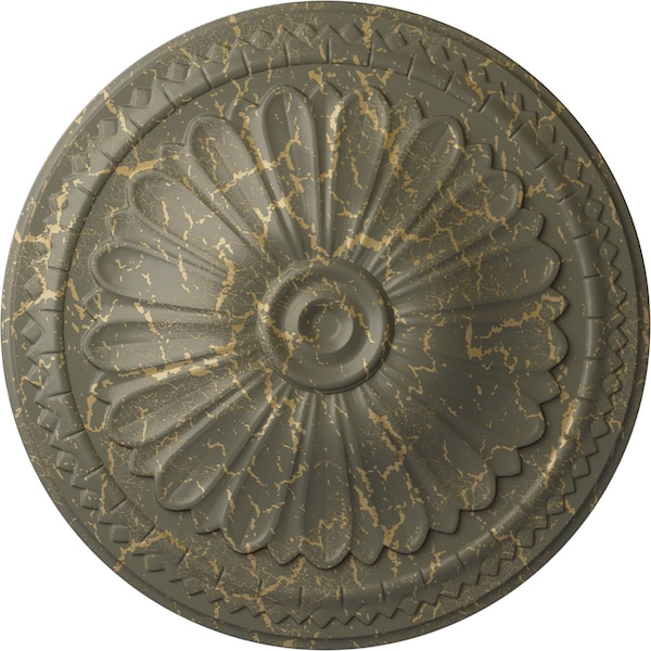 Ekena Millwork Alexa Ceiling Medallion (Fits Canopies up to 3"), Hand-Painted Witch Hazel Crackle, 15"OD x 1 3/4"P CM14AXWHC - main